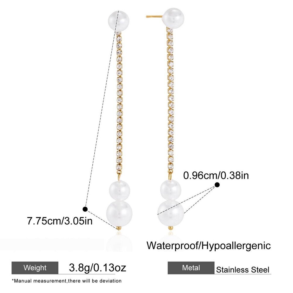 Simple Tassel Stainless Steel Waterproof Pearl Women's Dangle Earrings