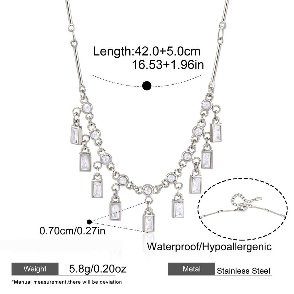 Tassel Stainless Steel Waterproof Zircon Women's Pendant Necklaces