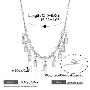 Tassel Stainless Steel Waterproof Zircon Women's Pendant Necklaces h5