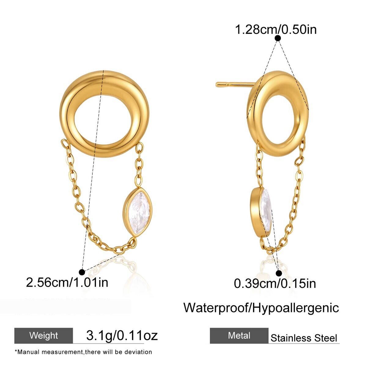 Simple Tassel Circle Stainless Steel Waterproof Gold Color Zircon Women's Necklaces Sets h5 