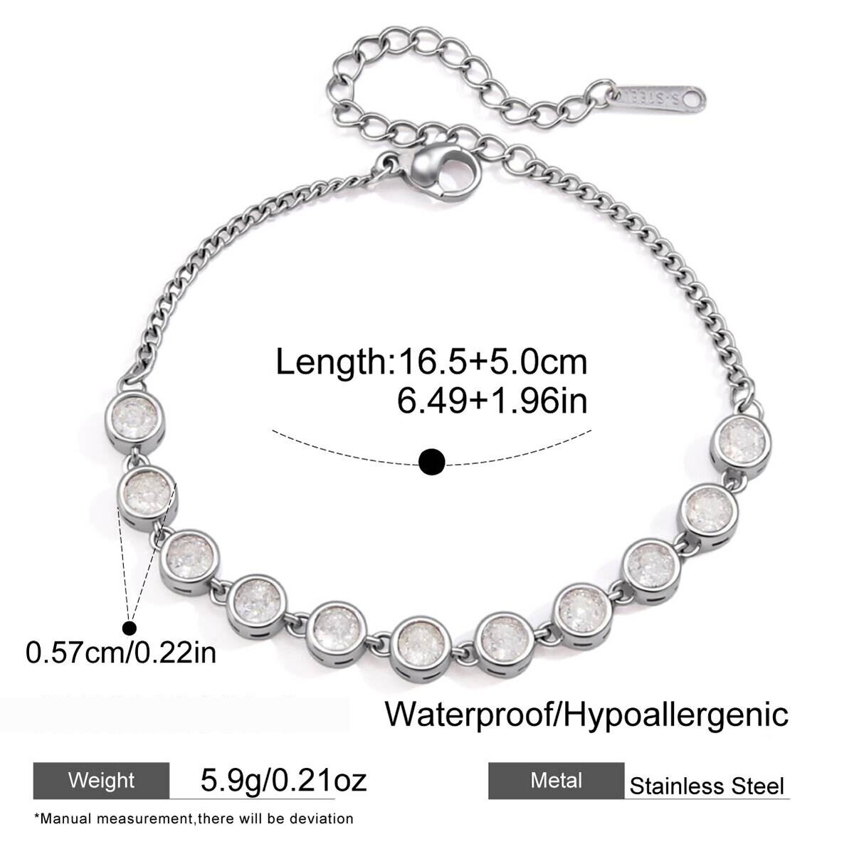 Luxurious Series Simple Chain Stainless Steel Waterproof Zircon Women's Chain Bracelets h5 
