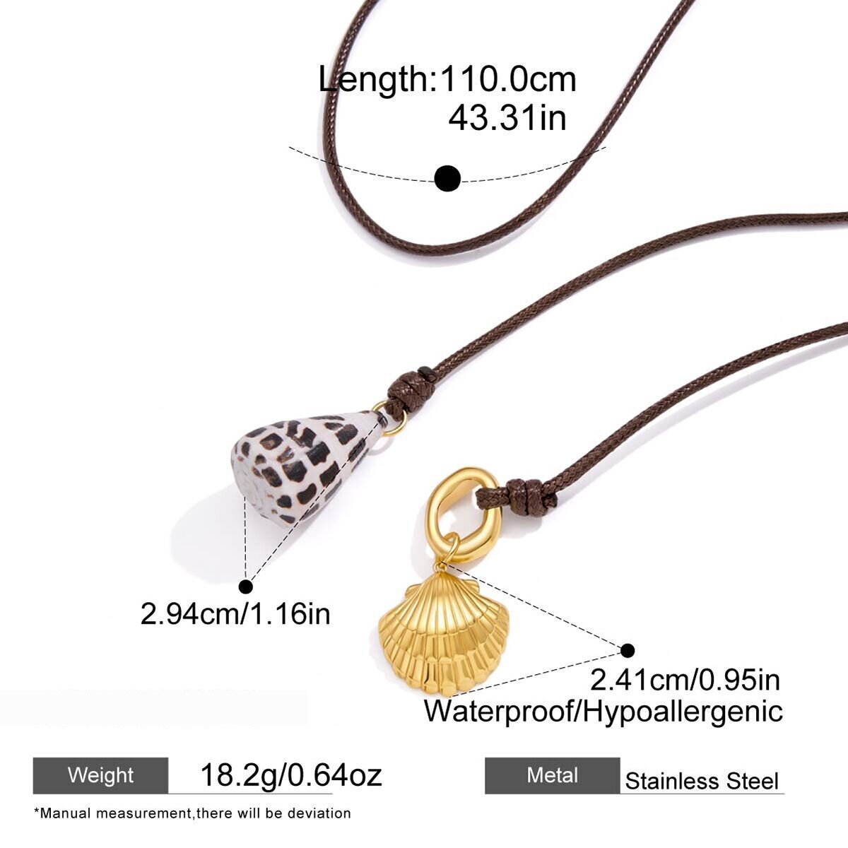 Romantic Series Vacation Shell Stainless Steel Waterproof   Gold Color  Women's Pendant Necklaces h5 