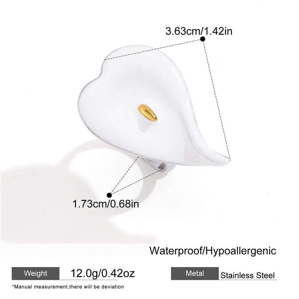 Romantic Series Sweet Flower Stainless Steel Waterproof Gold Color Statement Rings