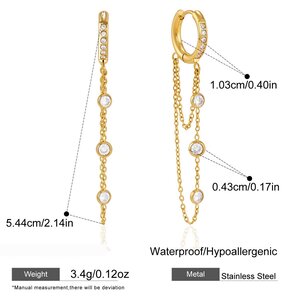Simple Series Elegant Patchwork Tassel Stainless Steel Waterproof Gold Color Women's Stud Earrings h5