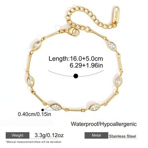Elegant Chain Moon Stainless Steel Waterproof Gold Color Zircon Women's Chain Bracelets h5