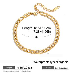 Simple Chain Stainless Steel Waterproof Gold Color Rhinestone Women's Chain Bracelets h5