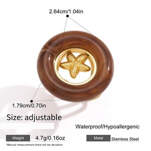 Vacation Starfish Acrylic Gold Color Statement Rings h5