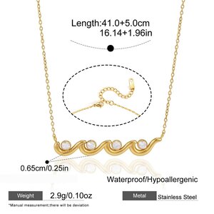 Irregular Shape Stainless Steel Waterproof Gold Color Zircon Women's Pendant Necklaces h5