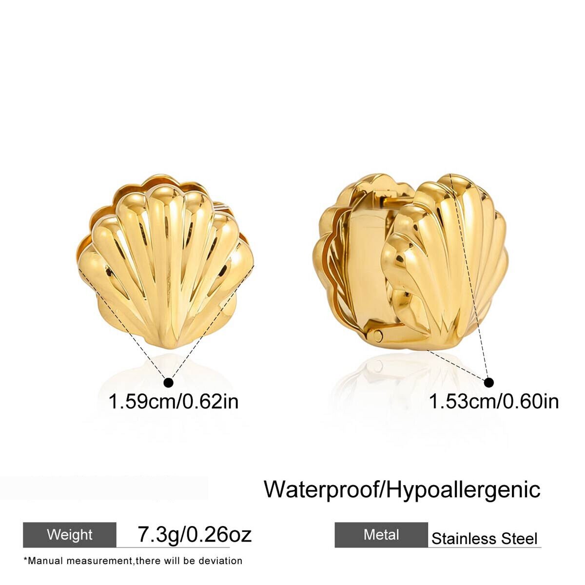 Rectangle Stainless Steel Waterproof Gold Color Zircon Women's Hoop Earrings 