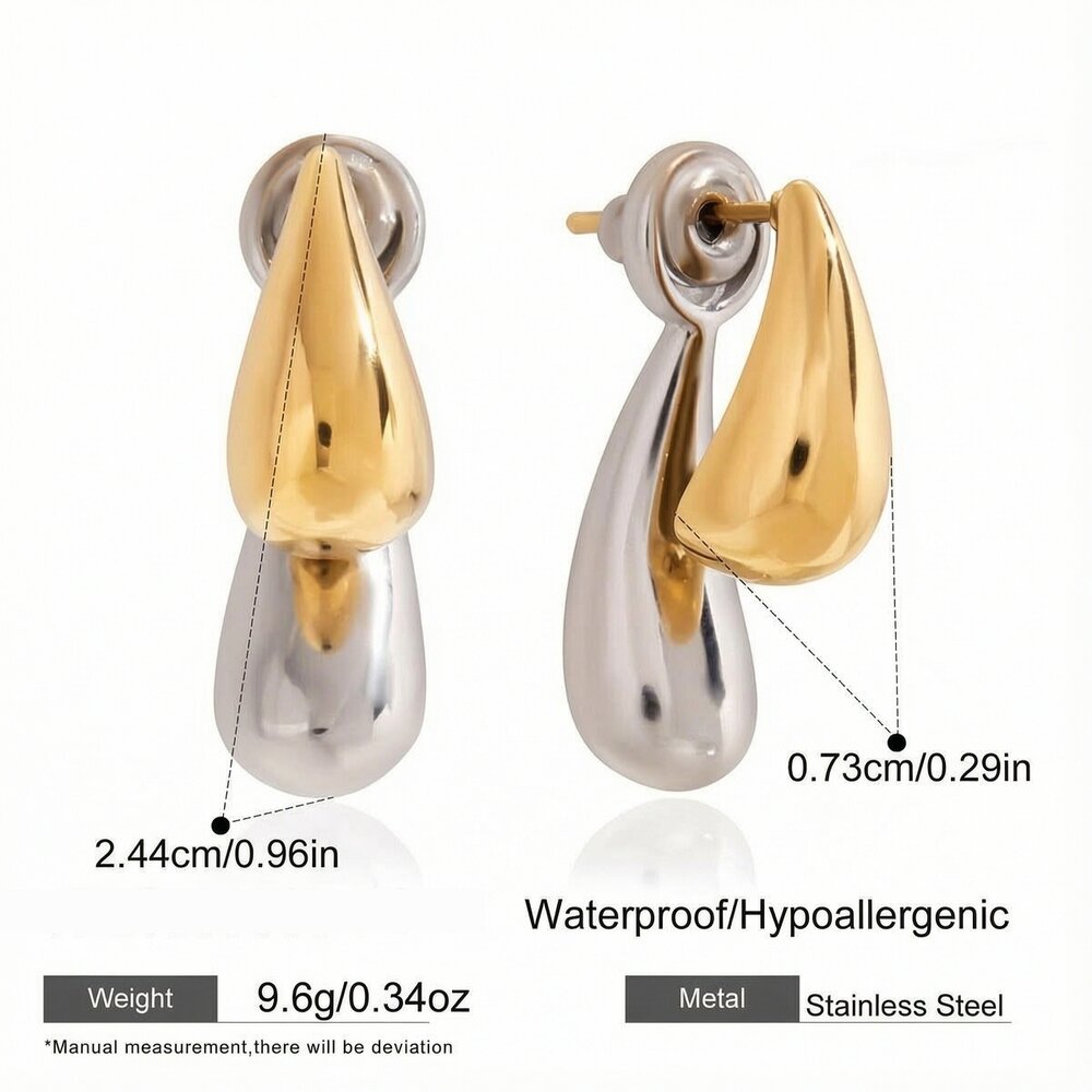 Irregular Shape Stainless Steel Waterproof Gold Color Zircon Women's Stud Earrings