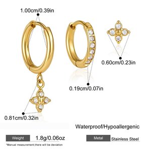 Elegant Clover Stainless Steel Waterproof Gold Color Zircon Women's Earring Sets h5