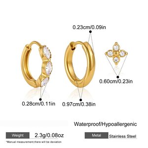 Romantic Series Simple Flower Stainless Steel Waterproof Zircon Women's Earring Sets h5