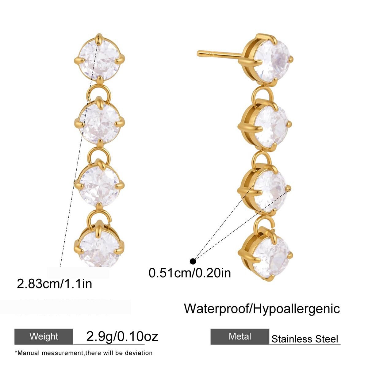 Luxurious Series Simple Tassel Circle Stainless Steel Waterproof Gold Color Zircon Women's Drop Earrings h5 