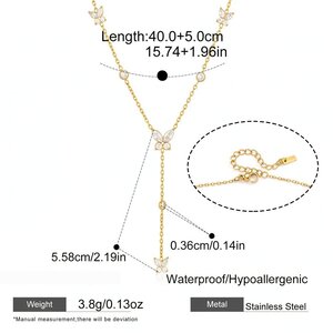 Romantic Series Sweet Butterfly Stainless Steel Waterproof Gold Color Zircon Women's Pendant Necklaces h5