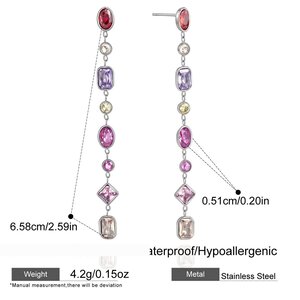 Luxurious Simple Tassel Stainless Steel Waterproof Gold Color Zircon Women's Dangle Earrings h5