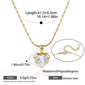 Heart Geometric Shape Stainless Steel Waterproof Gold Color Zircon Women's Stud Earrings h5
