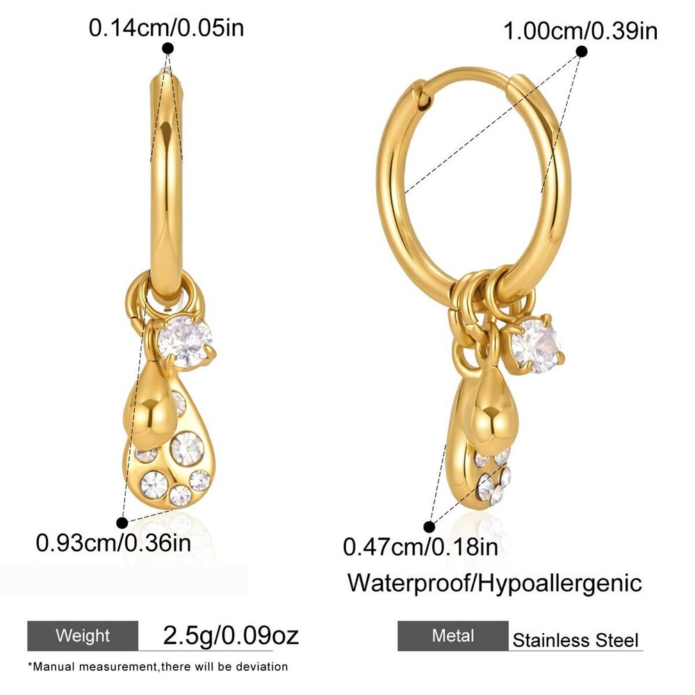 Simple Droplet Stainless Steel Waterproof Gold Color Women's Drop Earrings