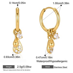 Simple Droplet Stainless Steel Waterproof Gold Color Women's Drop Earrings h5