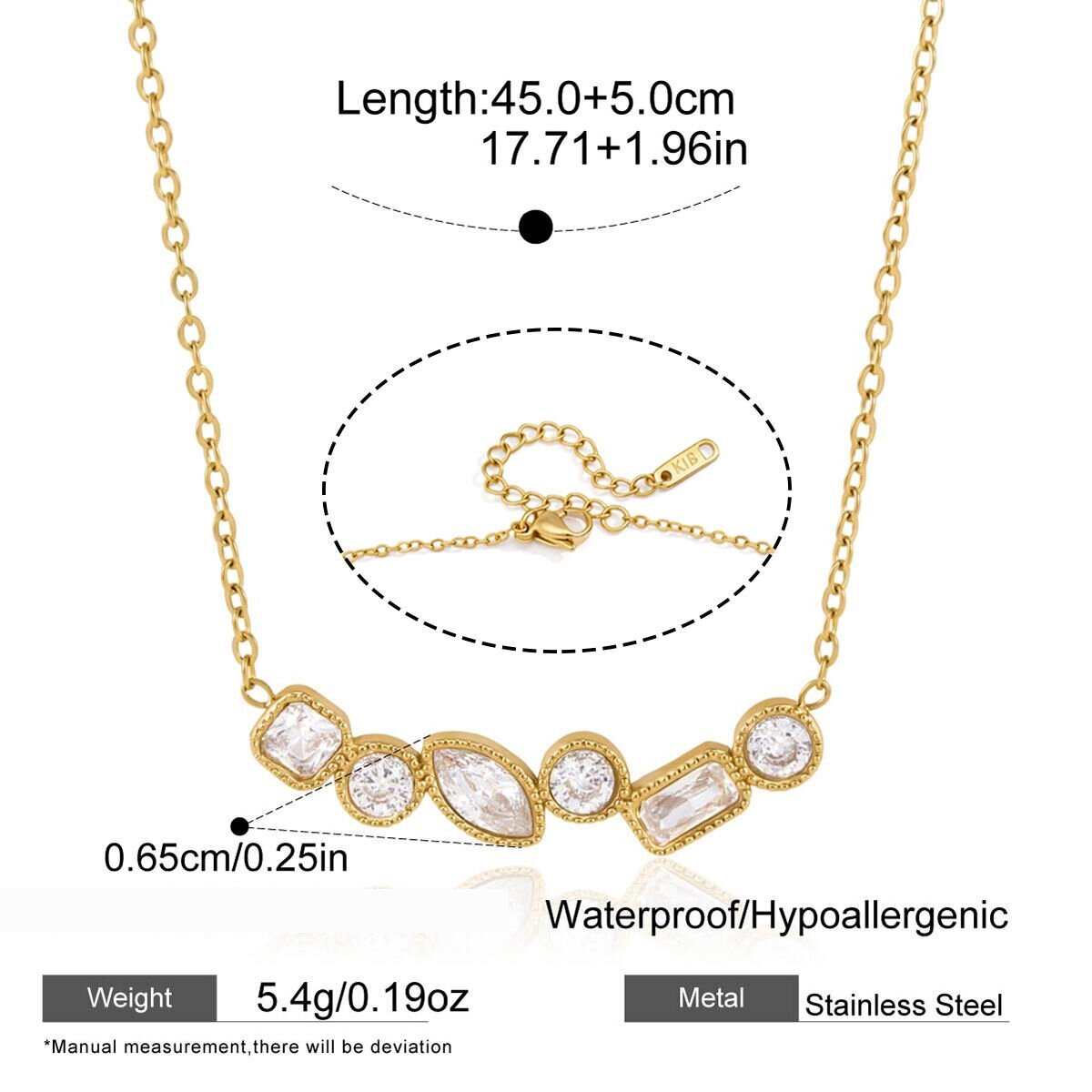 Geometric Shape Stainless Steel Waterproof Zircon Women's Pendant Necklaces h5 