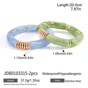 Simple Series Casual Patchwork Gradient Color Stainless Steel Waterproof Gold Color Women's Bangles h5