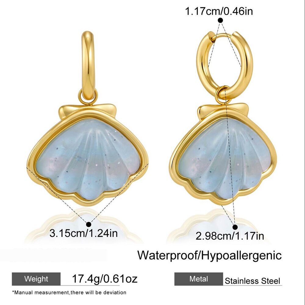 Romantic Series Sweet Shell Stainless Steel Waterproof Gold Color Women's Pendant Necklaces