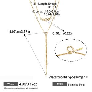 Simple Series Daily Tassel Chain Stainless Steel Waterproof Gold Color Zircon Women's Layered Necklaces h5