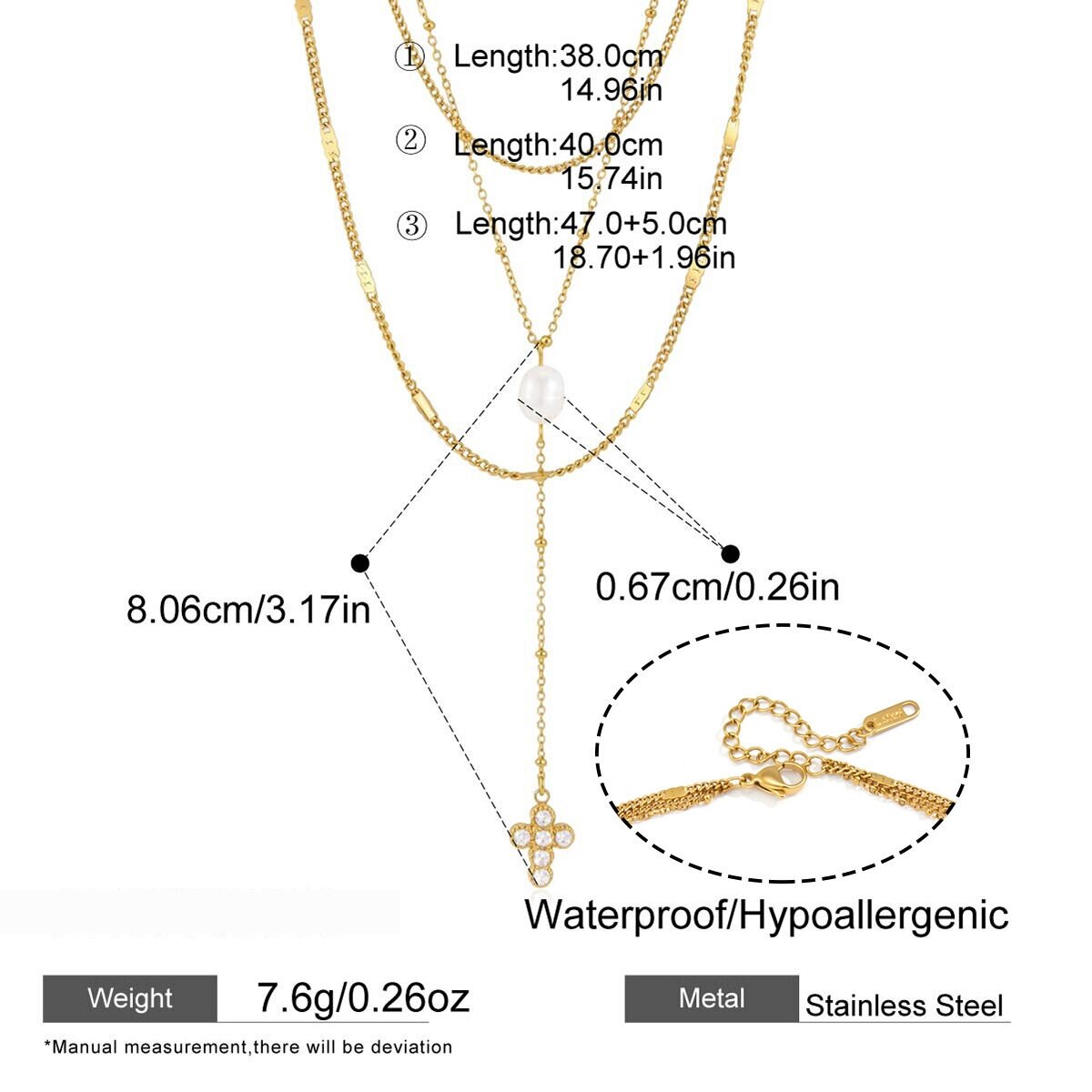 Simple Series Daily Cross Chain Stainless Steel Waterproof   Gold Color  Women's Layered Necklaces h5 