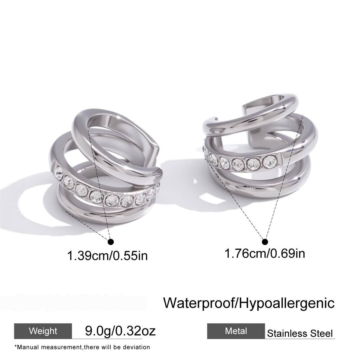 Simple Series Daily Irregular Shape Stainless Steel Waterproof Zircon Women's Hoop Earrings h5 