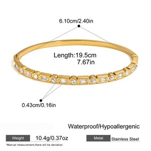 Luxurious Series Elegant Heart Patchwork Rectangle Stainless Steel Waterproof Gold Color Women's Bangles h5