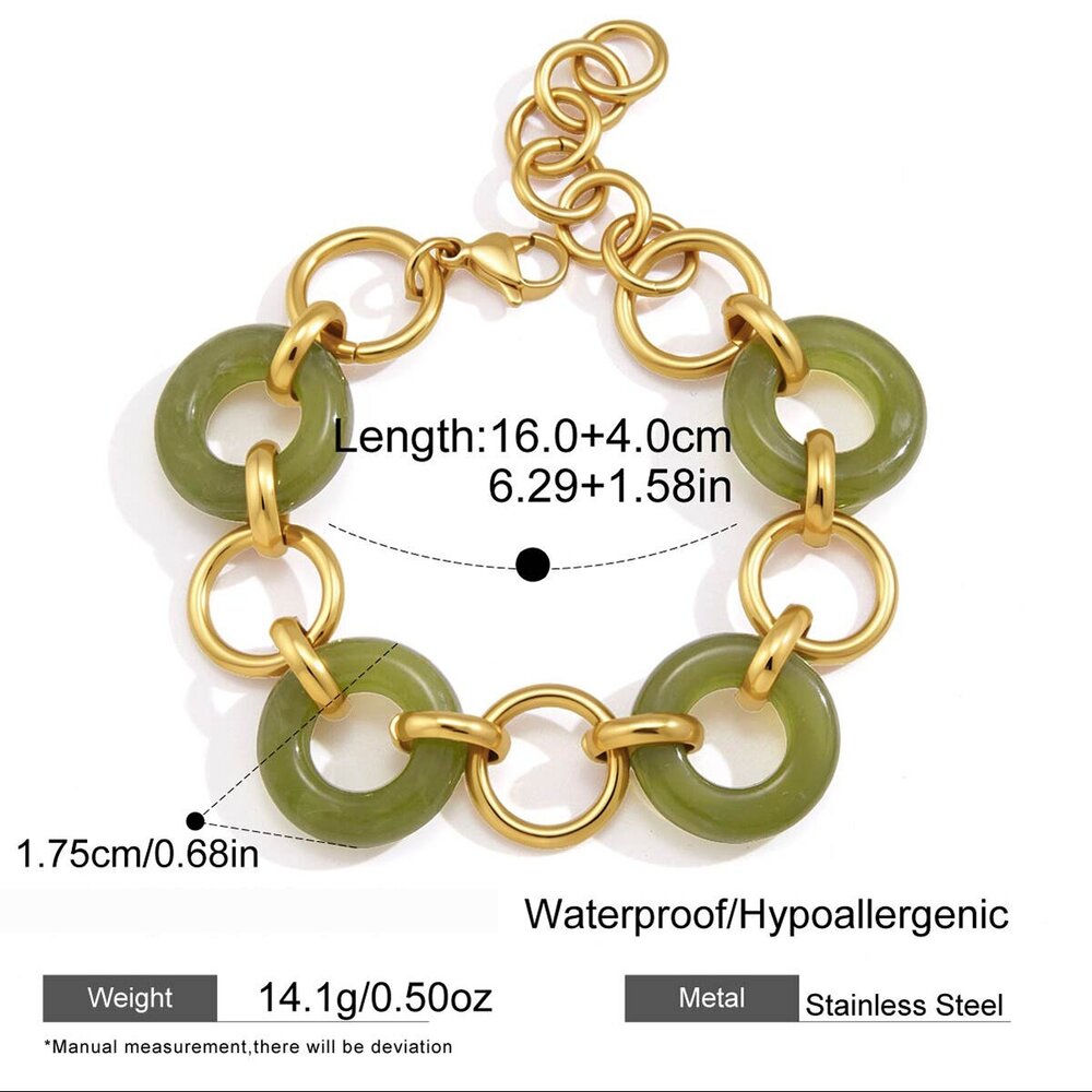 Simple Series Daily Patchwork Circle Stainless Steel Waterproof Gold Color Women's Chain Bracelets