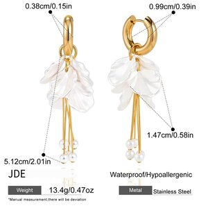 Romantic Series Elegant Flower Tassel Stainless Steel Waterproof Gold Color Women's Dangle Earrings h5