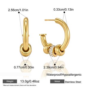 Luxurious Series Elegant Circle Stainless Steel Waterproof Gold Color Zircon Women's Stud Earrings h5