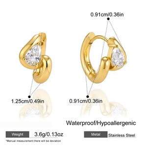 Luxurious Series Casual Irregular Shape Stainless Steel Waterproof Gold Color Women's Hoop Earrings h5