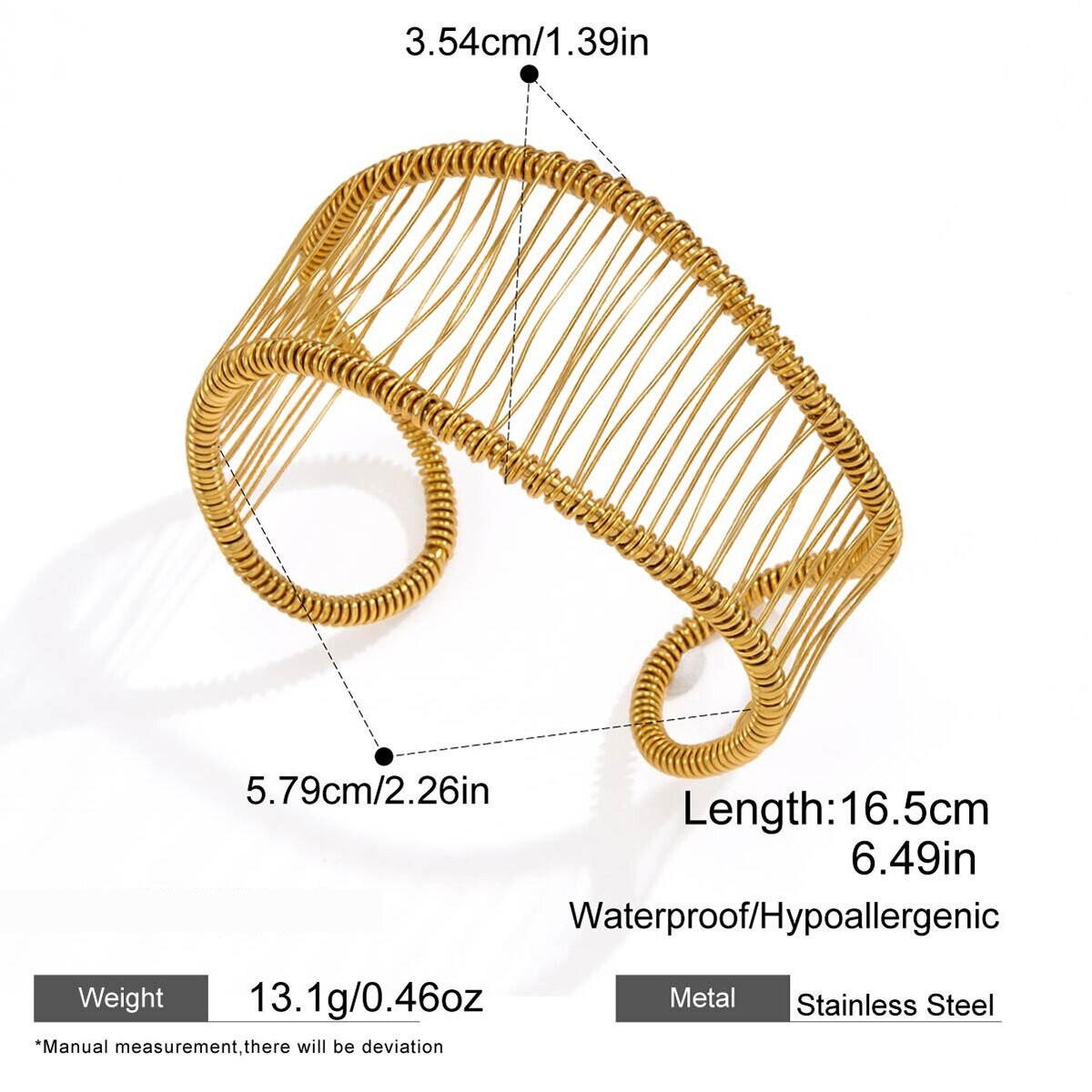 Simple  Elegant Hollowed-Out Lines Stainless Steel Waterproof   Gold Color  Women's Bracelets Sets h5 