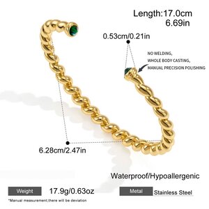 Luxurious Retro Twist Patchwork Chain Stainless Steel Waterproof Gold Color Zircon Women's Chain Bracelets h5