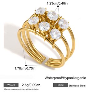 Bagues Pour Femmes Luxueuses Et Élégantes, De Forme Irrégulière, En Acier Inoxydable Étanche Couleur Or Et Zircon. h5