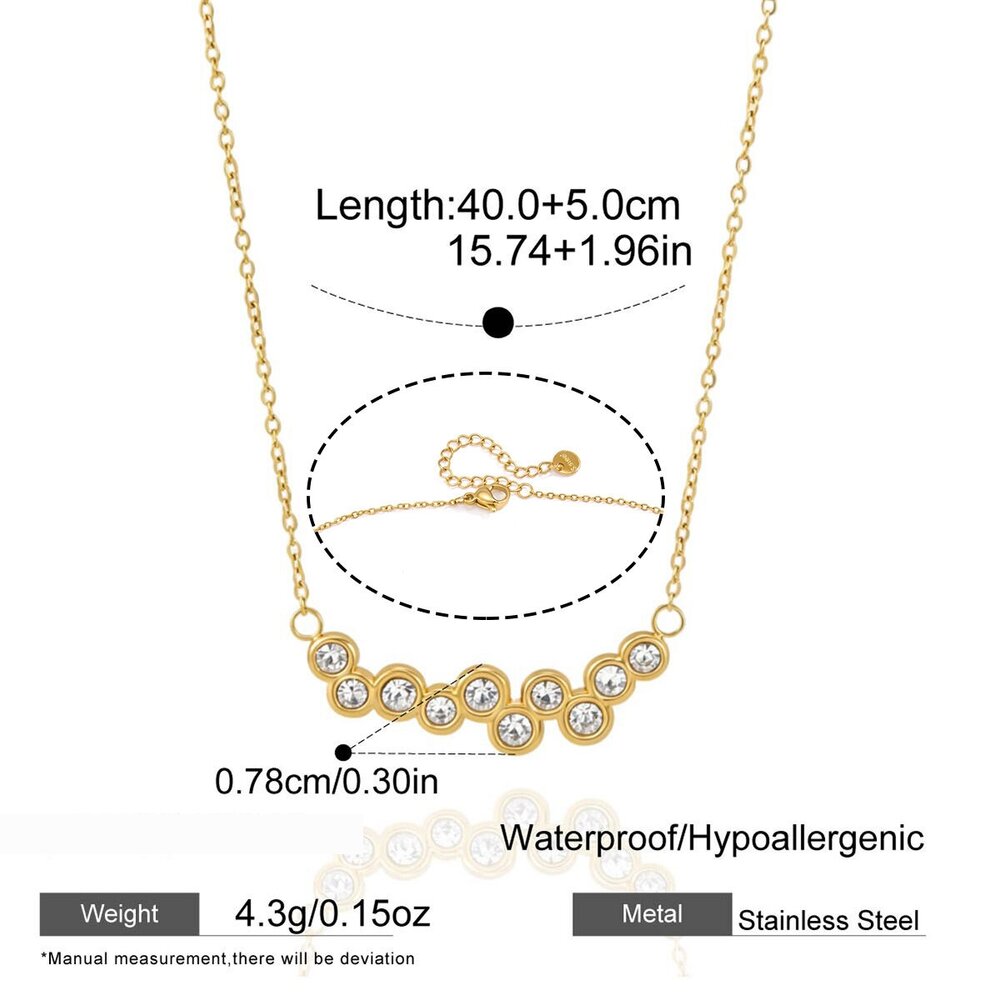 Simple Circle Stainless Steel Waterproof Gold Color Zircon Women's Pendant Necklaces