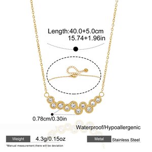Simple Circle Stainless Steel Waterproof Gold Color Zircon Women's Pendant Necklaces h5