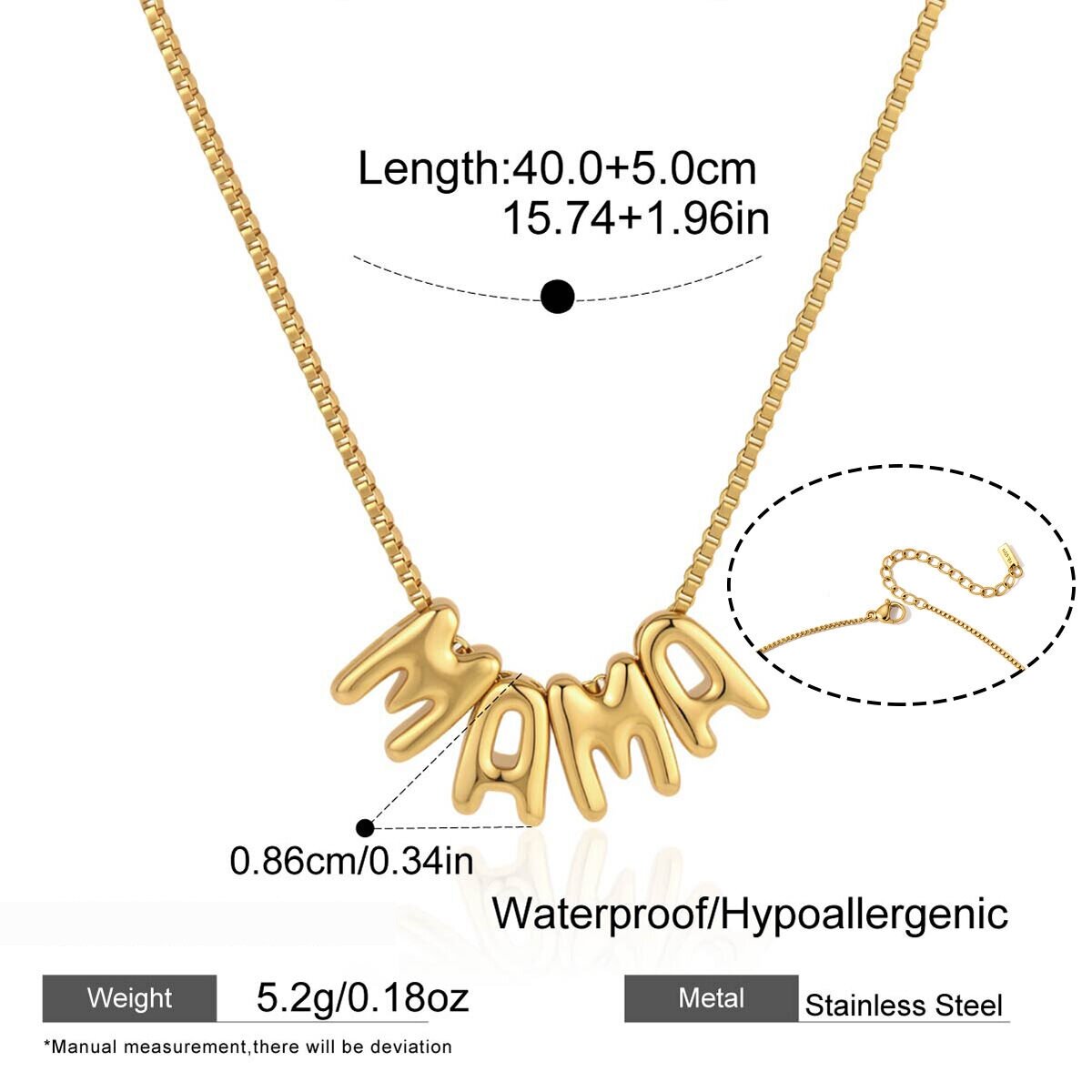 Simple Letter Stainless Steel Waterproof Gold Color Zircon Women's Necklaces Sets 