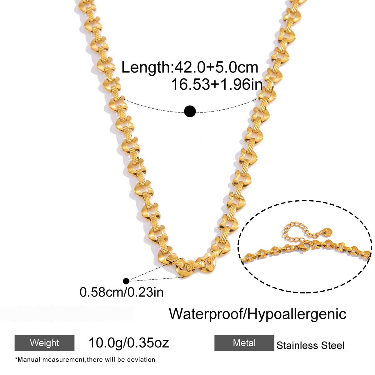 Einfache, Wasserdichte Damenkette Aus Edelstahl In Goldfarbe h5 
