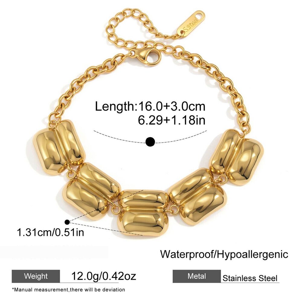 Punk Chain Stainless Steel Waterproof Gold Color Women's Chain Bracelets