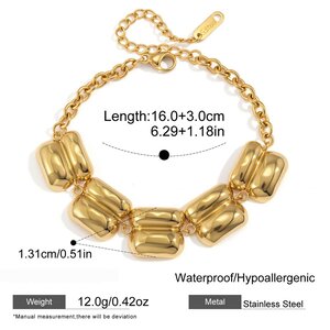 Punk Chain Stainless Steel Waterproof Gold Color Women's Chain Bracelets h5