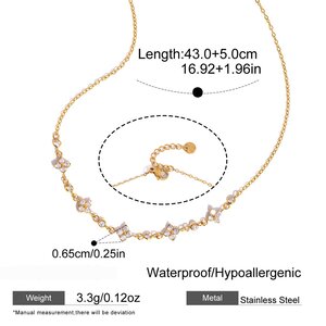 Elegant Flower Stainless Steel Waterproof Gold Color Zircon Women's Pendant Necklaces h5
