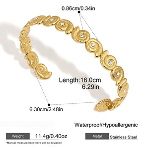 Lussuosi Bracciali Da Donna A Polsino Con Lavorazione Patchwork In Acciaio Inossidabile, Impermeabili E Color Oro. h5