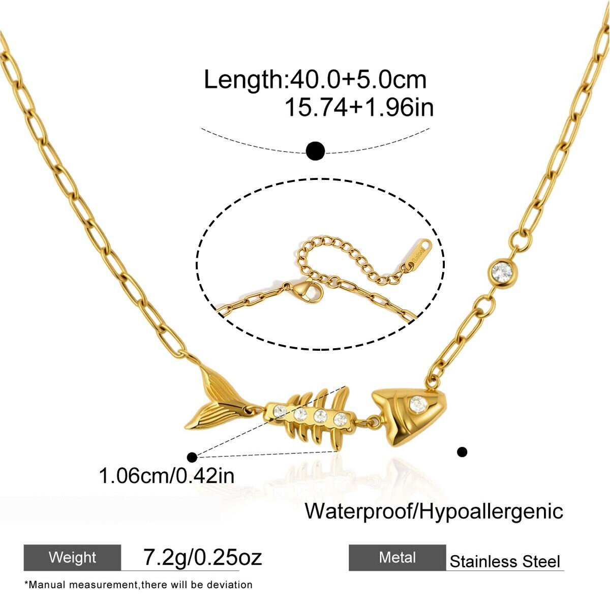 Romantic Series Cute Patchwork Fish Stainless Steel Waterproof   Gold Color  Women's Jewelry Sets h5 