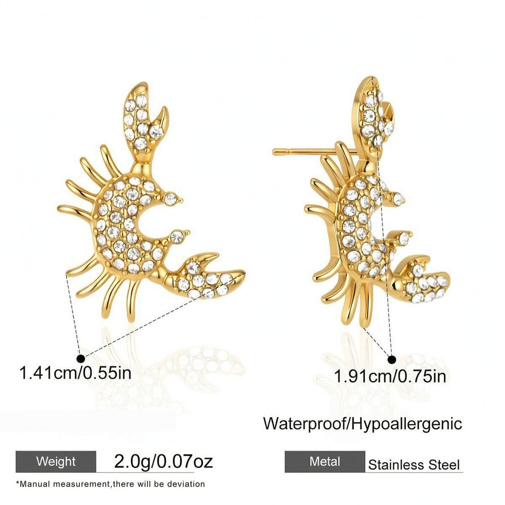 Romantic Series Cute Oceanic Style Stainless Steel Waterproof Gold Color Zircon Women's Jewelry Sets