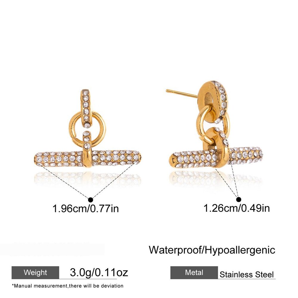 Luxurious Series Elegant Irregular Shape Stainless Steel Waterproof Gold Color Zircon Women's Stud Earrings