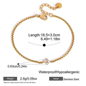 Luxurious Series Simple Clover Stainless Steel Waterproof Gold Color Zircon Women's Chain Bracelets h5