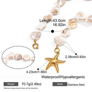 Romantic Sweet Shell Starfish Stainless Steel Waterproof Gold Color Shell Women's Chain Necklaces h5