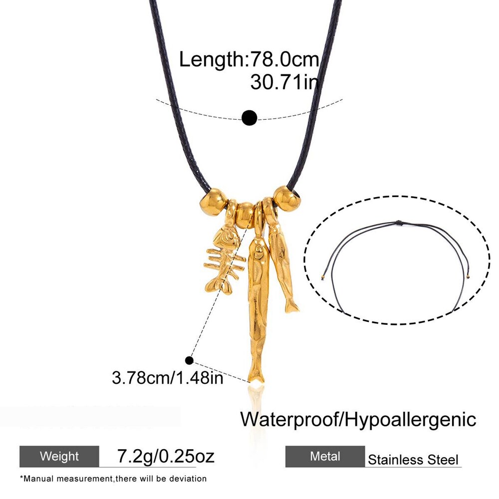 Romantic Series Cute Fish Stainless Steel Waterproof Gold Color Women's Pendant Necklaces